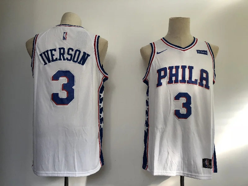 76ers 3 Allen Iverson White Swingman Basketball Jersey