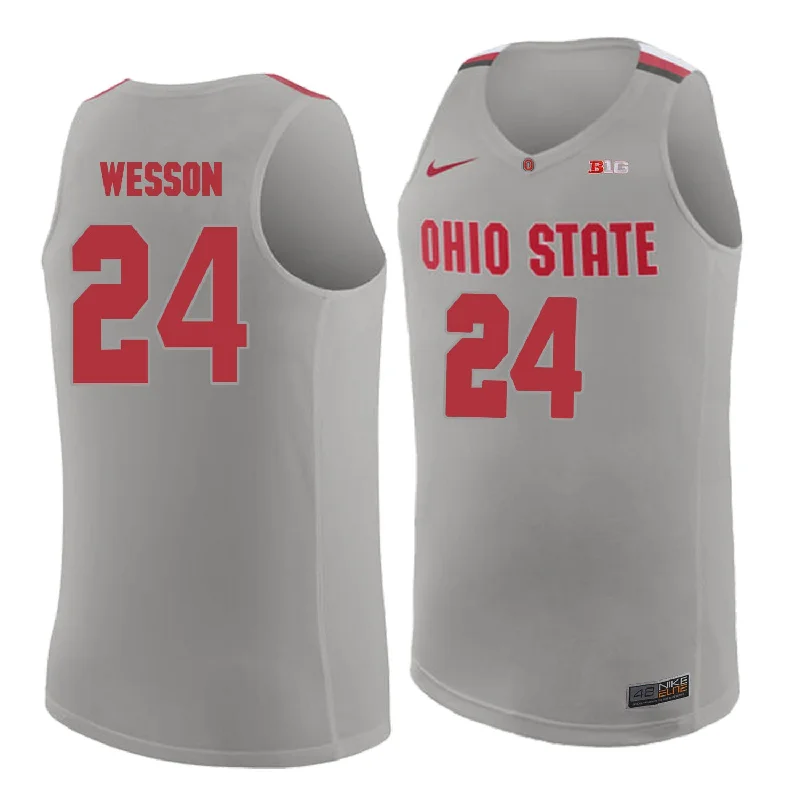 Ohio State Buckeyes 24 Andre Wesson Gray College Basketball Basketball Jersey