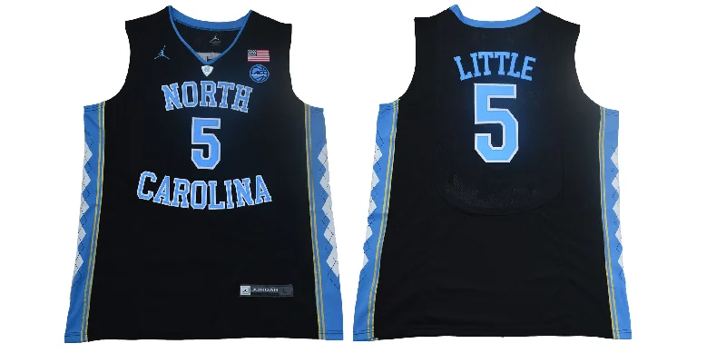 North Carolina Tar Heels 5 Nassir Little Black College Basketball Basketball Jersey