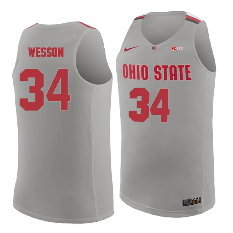 Ohio State Buckeyes 34 Kaleb Wesson Gray College Basketball Basketball Jersey