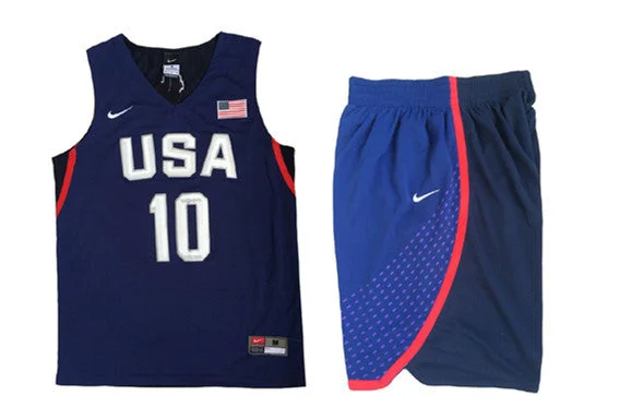 USA 10 Kyrie Irving Navy 2016 Olympic Basketball Team Basketball Jersey(With Shorts)