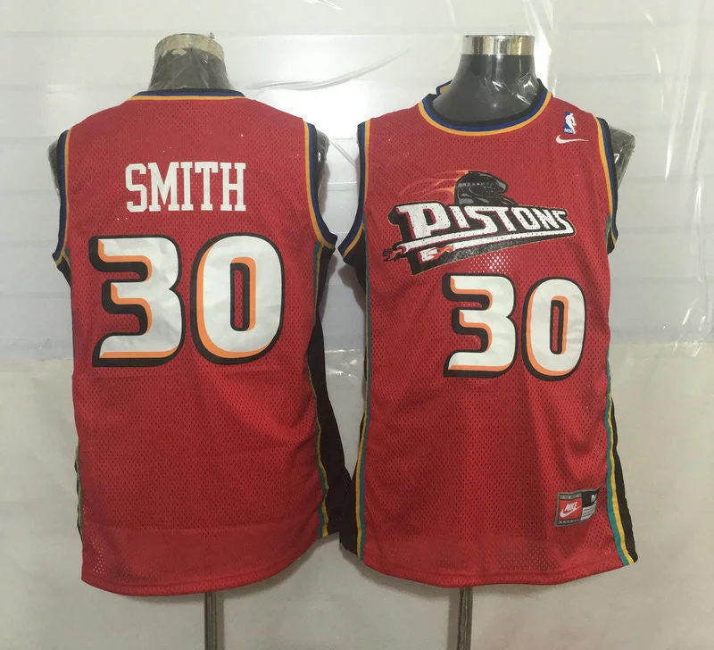 Pistons 30 Joe Smith Red Stitched Basketball Jersey