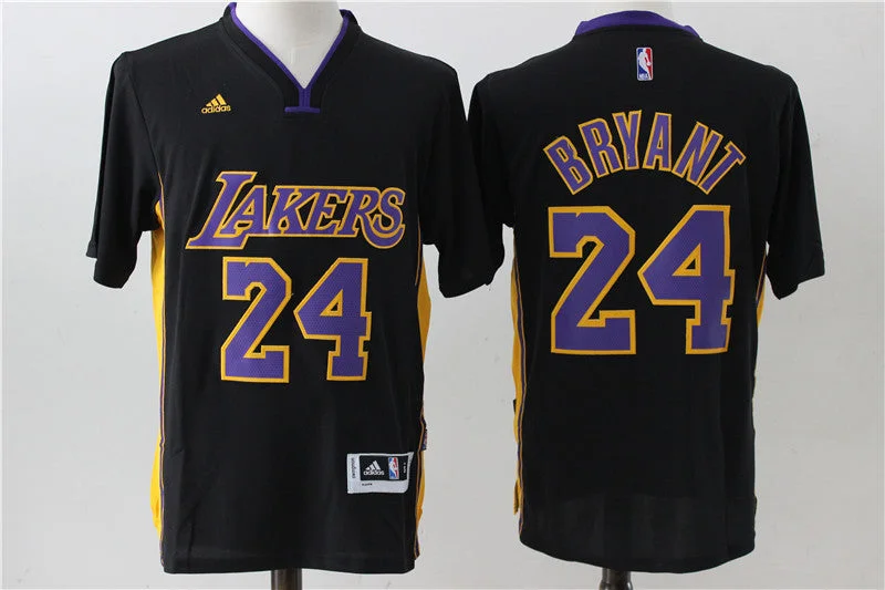 Lakers 24 Kobe Bryant Black Short Sleeve Swingman Basketball Jersey