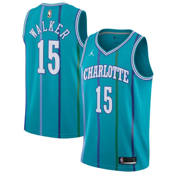 Hornets 15 Kemba Walker Jordan Brand Aqua Fashion Current Player Hardwood Classics Swingman Basketball Jersey