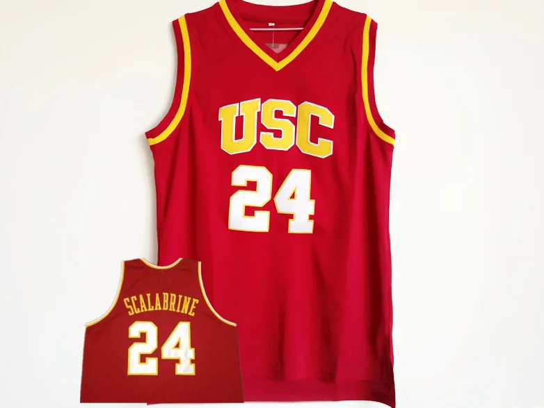 USC Trojans 24 Brian Scalabrine Red College Basketball Basketball Jersey