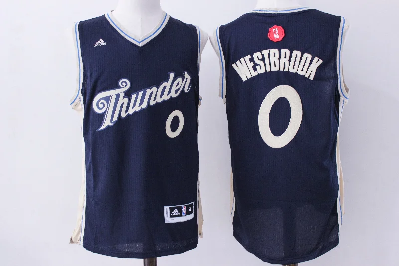 Thunder 0 Russell Westbrook Navy Blue 2015-16 Christmas Day Swingman Basketball Jersey