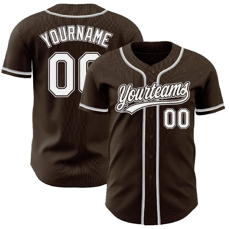 Custom Brown White-Gray Authentic Baseball Jersey