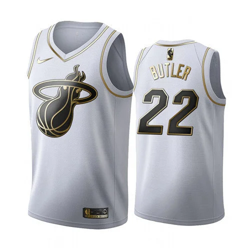 Men's Miami Heat #22 Jimmy Butler White 2019 Golden Editio Stitched Basketball Jersey