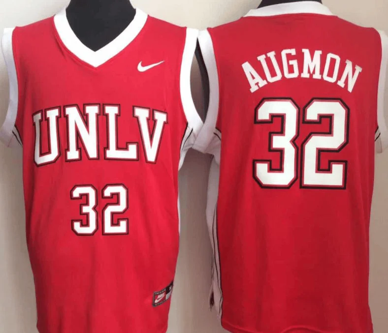 Unlv Rebels 32 Stacy Augmon Red College Basketball Basketball Jersey