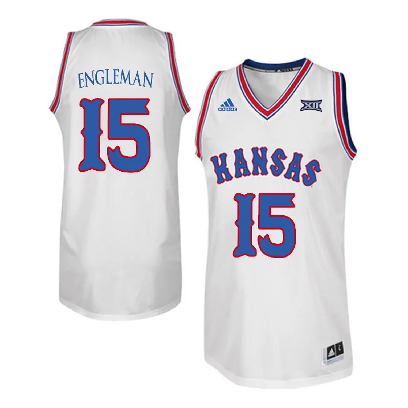 Kansas Jayhawks 15 Howard Engleman White Throwback College Basketball Basketball Jersey