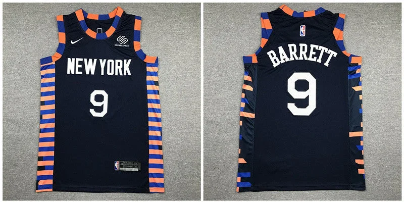 Knicks 9 R.J.  Navy City Edition Authentic Basketball Jersey