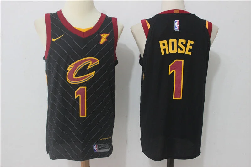 Cavaliers 1 Derrick Rose Black Authentic Basketball Jersey