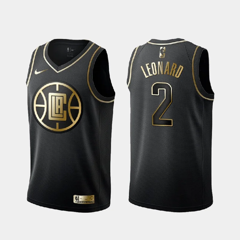 Men's Los Angeles Clippers #2 Kawhi Leonard Black 2019 Golden Edition Stitched Basketball Jersey