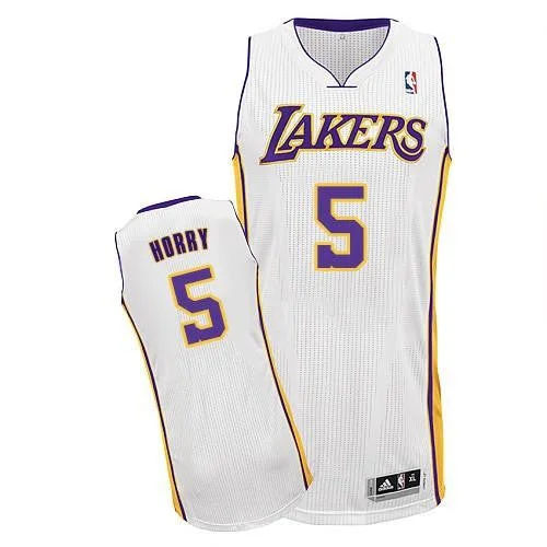 Lakers #5 Robert Horry White Throwback Stitched Basketball Jersey