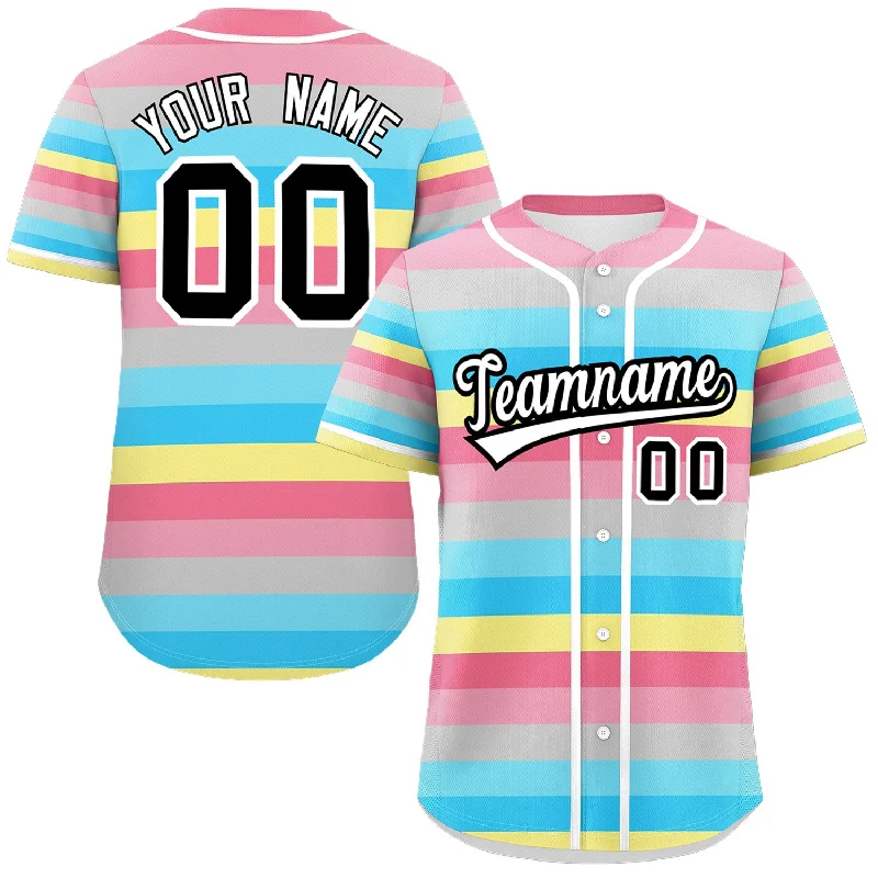 Custom Rainbow Genderflux For Pride Month Color Block Authentic Baseball Jersey