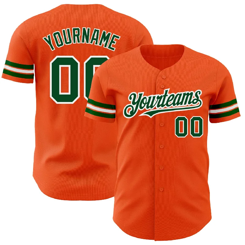 Custom Orange Green-White Authentic Baseball Jersey