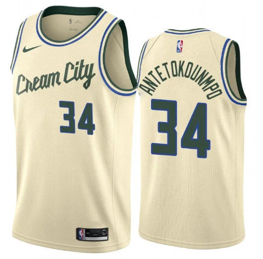 Men's Milwaukee Bucks #34 Giannis Antetokounmpo City Edition Stitched Basketball Jersey