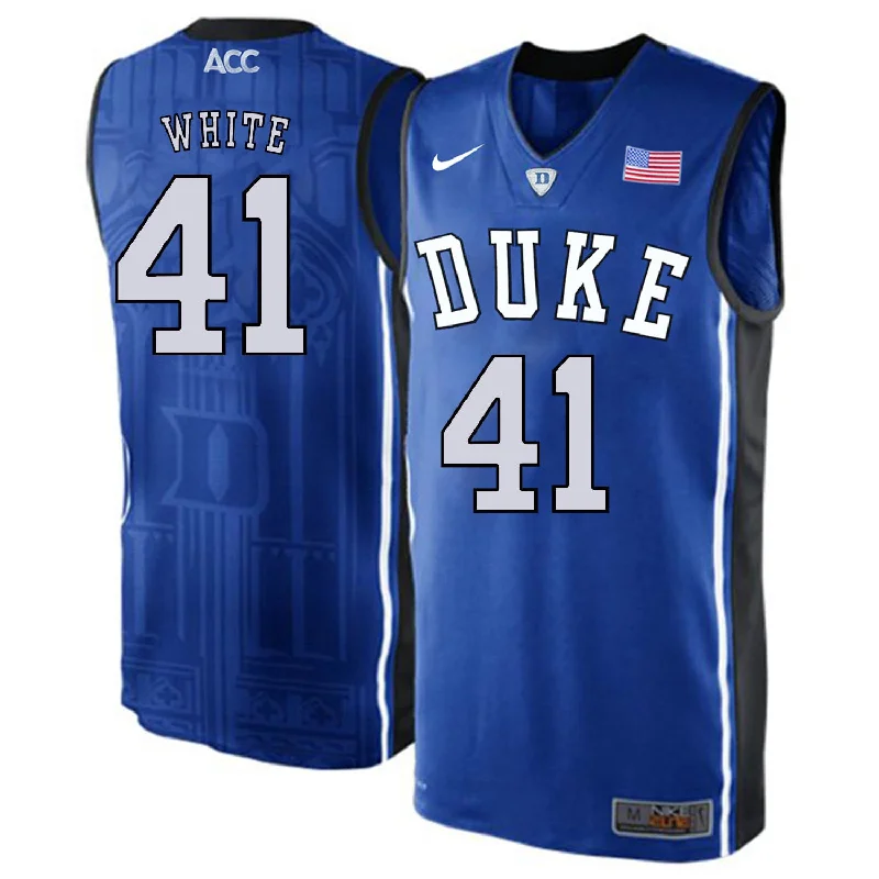 Duke Blue Devils 41 Jack White Blue Elite College Basketball Basketball Jersey