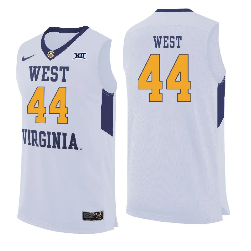 West Virginia Mountaineers 44 Jerry West White College Basketball Basketball Jersey