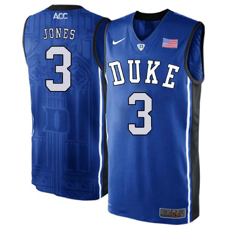 Duke Blue Devils 3 Tre Jones Blue Elite College Basketball Basketball Jersey