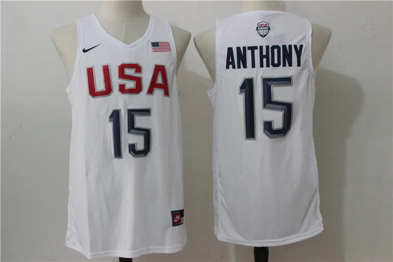 USA Basketball 15 Carmelo Anthony White Rio Elite Stitched Basketball Jersey