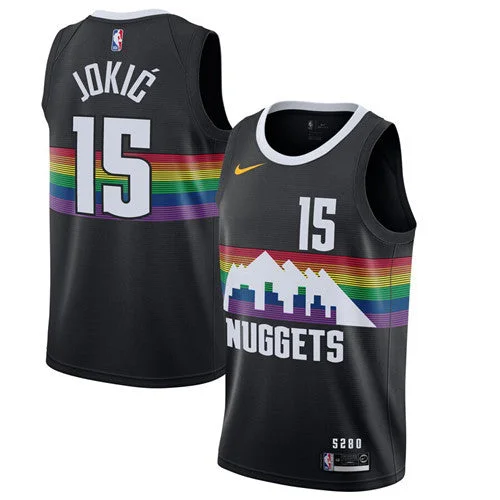 Men's Denver Nuggets #15 Nikola Jokic Black 2019 City Edition Stitched Basketball Jersey