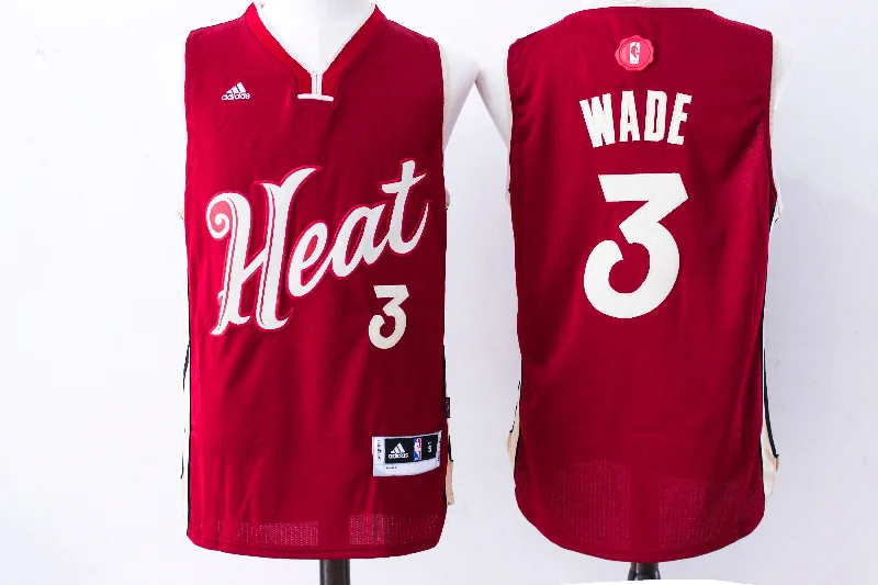 Heat 3 Dwyane Wade Red 2015-16 Christmas Day Swingman Basketball Jersey