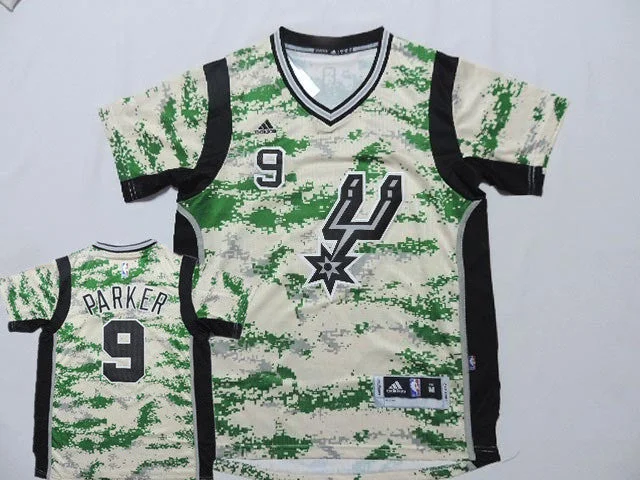 Spurs 9 Parker Camo Short Sleeve New Revolution 30 Basketball Jerseys