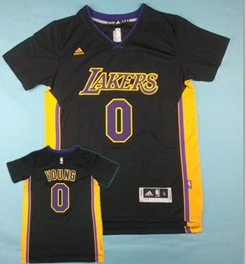 Lakers 0 Young Black Short Sleeve Basketball Jerseys