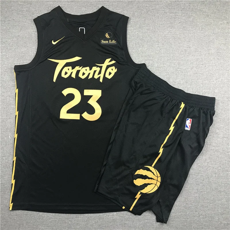 Raptors 23 Fred Vanvleet Black City Edition Swingman Basketball Jersey(With Shorts)