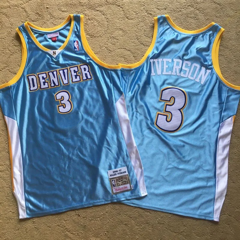 Nuggets 3 Allen Iverson Light Blue 2006-07 Hardwood Classics Swingman Basketball Jersey