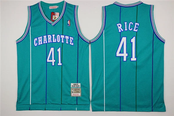 Hornets 41 Glen Rice Green Hardwood Classics Basketball Jersey