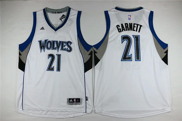 Timberwolves 21 Kevin Garnett White Swingman Basketball Jersey