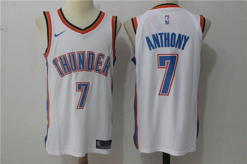 Thunder 7 Carmelo Anthony White Authentic Basketball Jersey