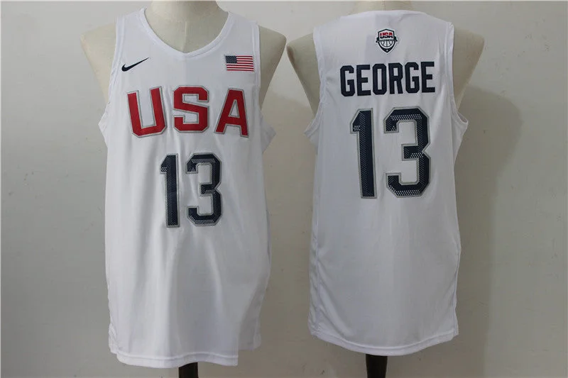 USA Basketball 13 Paul George White Rio Elite Stitched Basketball Jersey