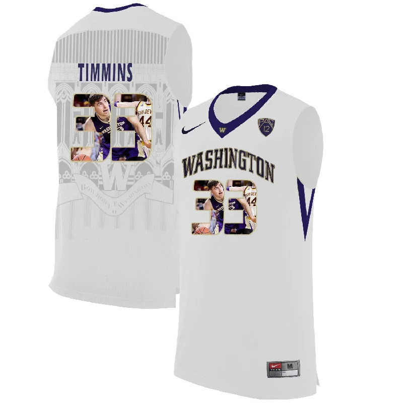 Washington Huskies 33 Sam Timmins White With Portait College Basketball Basketball Jersey