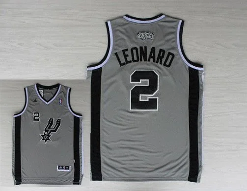 Spurs 2 Leonard Grey New Revolution 30 Basketball Jerseys