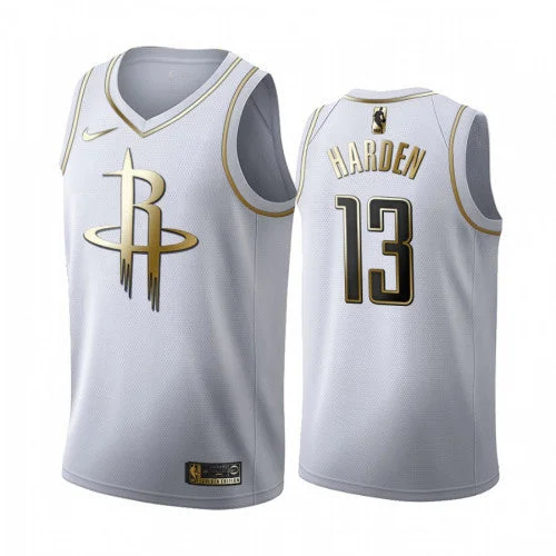 Men's Houston Rockets #13 James Harden White 2019 Golden Editio Stitched Basketball Jersey