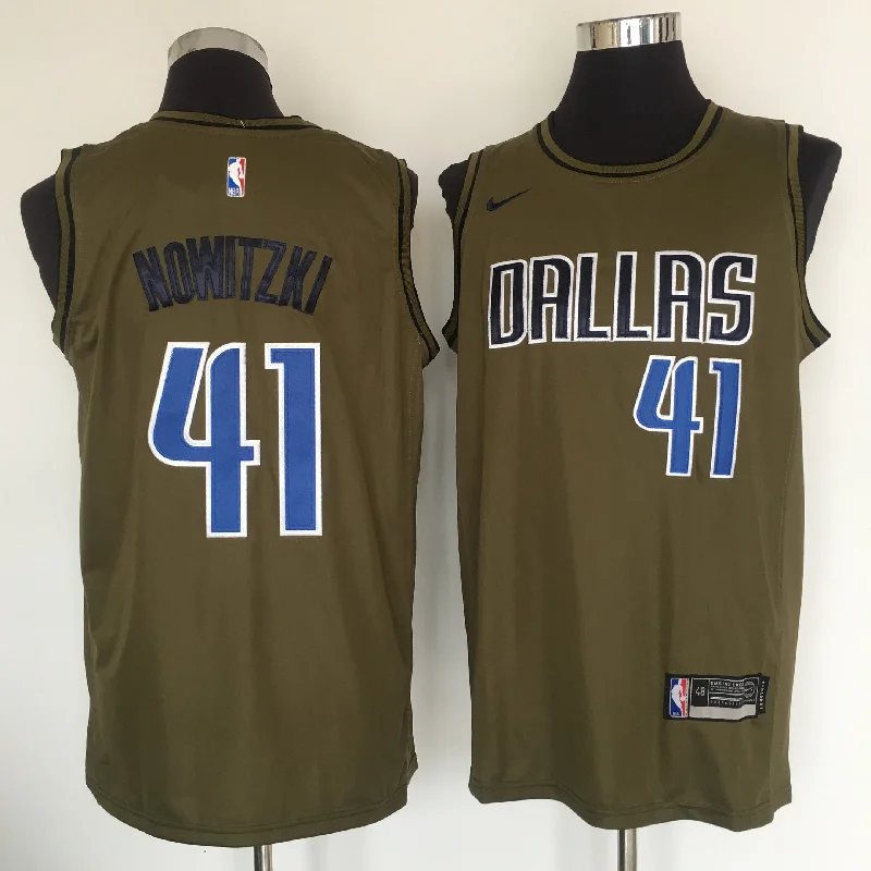 Mavericks 41 Dirk Nowitzki Olive Swingman Basketball Jersey