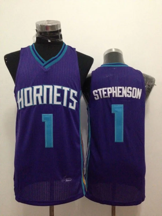 Hornets 1 Stephenson Purple New Revolution 30 Basketball Jerseys