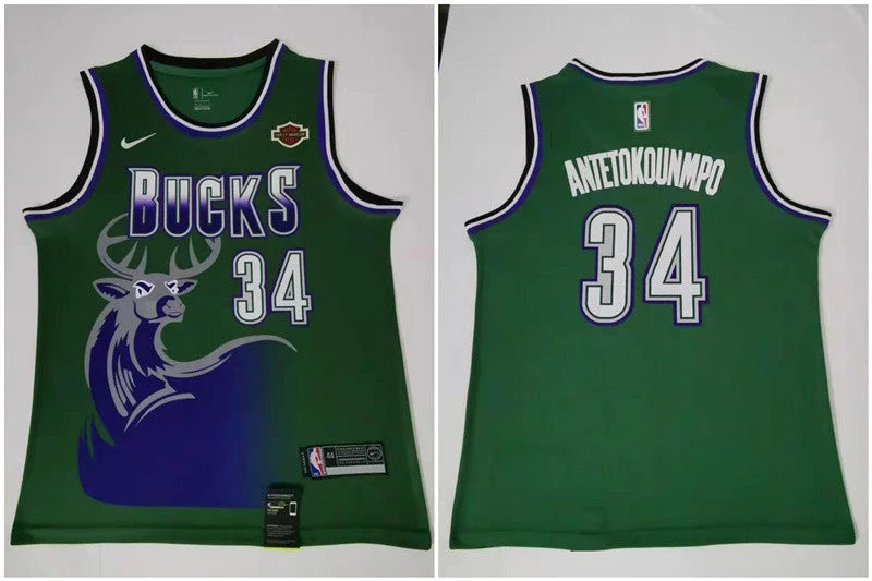 Bucks 34 Giannis Antetokounmpo Green Swingman Basketball Jersey