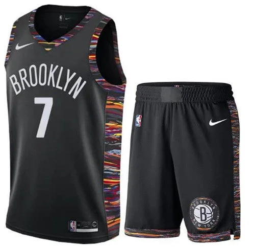 Men's Brooklyn Nets #7 Kevin Durant Black 2019 Stitched Basketball Jersey(With Shorts)