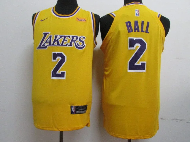 Lakers 2 Lonzo Ball Gold 2018-19 Authentic Basketball Jersey