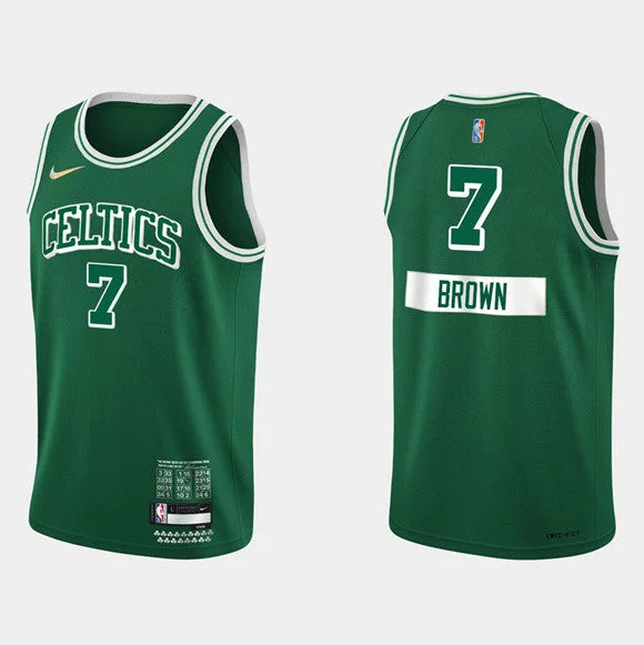 Men's Boston Celtics #7 Jaylen Brown Green 75th Anniversary City Stitched Basketball Jersey