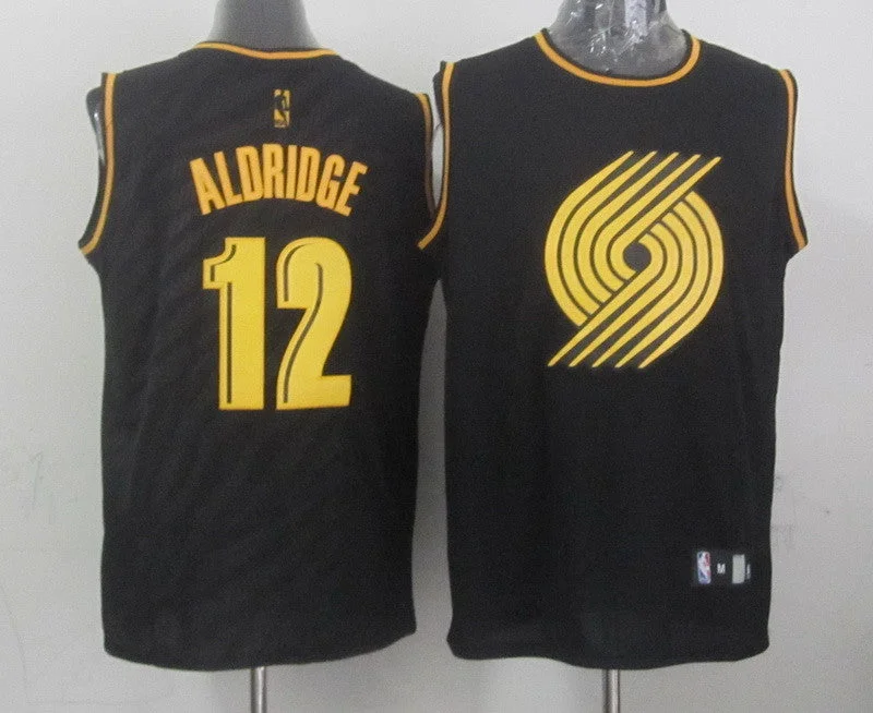 Blazers 12 Aldridge Black Precious Metals Fashion Basketball Jerseys