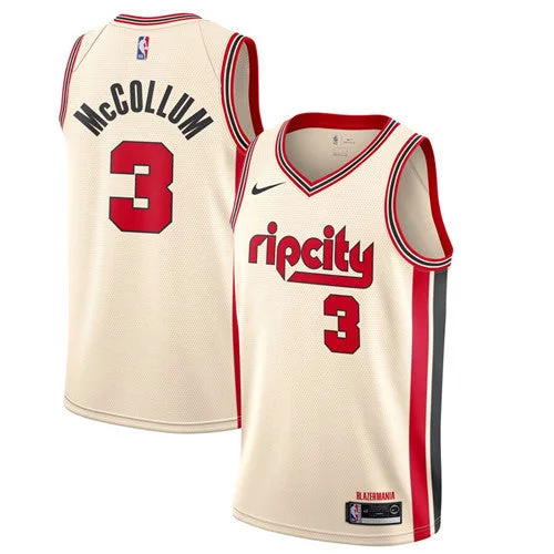 Men's Portland Trail Blazers #3 CJ McCollum Cream 2019 City Edition Stitched Basketball Jersey