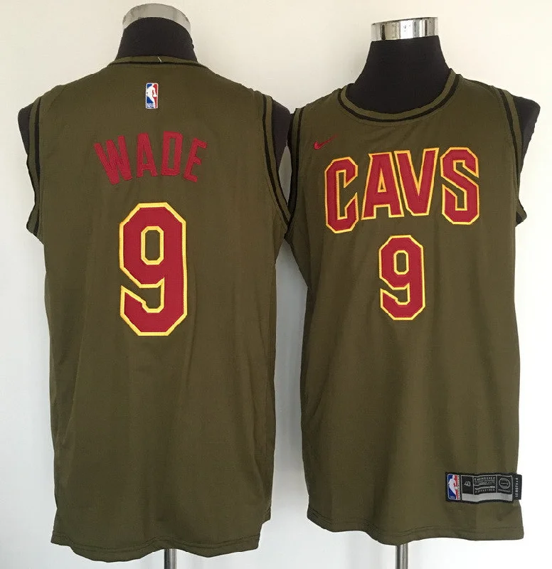 Cavaliers 9 Dwayne Wade Olive Swingman Basketball Jersey