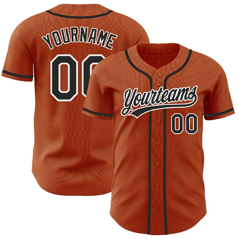 Custom Texas Orange Black-White Authentic Baseball Jersey