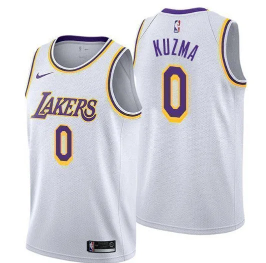 Men's Los Angeles Lakers #0 Kyle Kuzma White Stitched Basketball Jersey