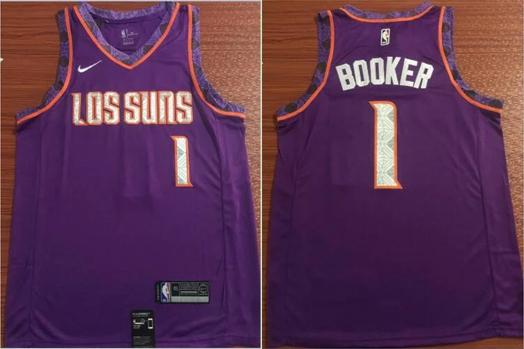 Suns 1 Devin Booker Purple City Edition Swingman Basketball Jersey